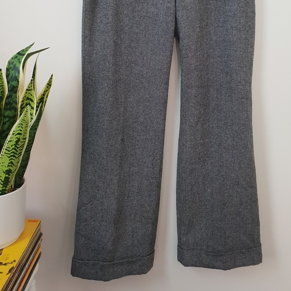 Tweed Style Grey Wide Bell Bottom Pant Dress Pants - Picture 3 of 8